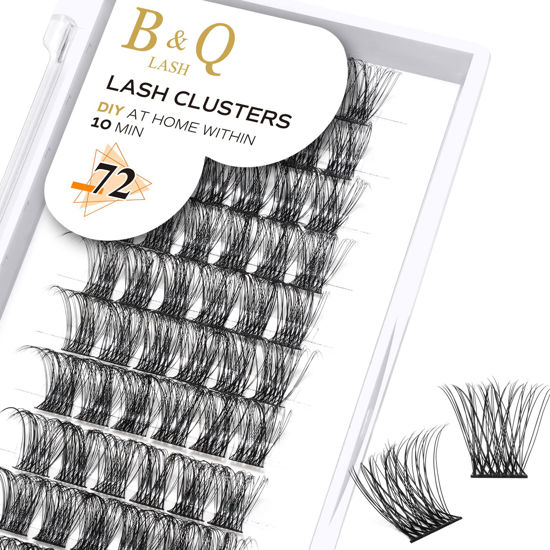 Picture of Lash Clusters D Curl 10mm DIY Lash Extensions 72 Clusters Lashes C D Curl B&Q LASH Wispy Volume Lashes Eyelash Clusters Extensions Individual Lashes Cluster DIY at Home (B47,D-10mm)