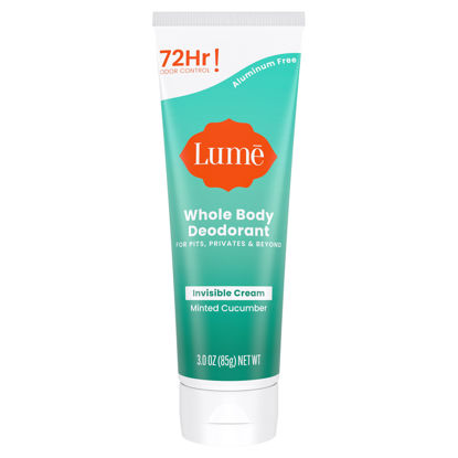 Picture of Lume Whole Body Deodorant - Invisible Cream Tube - 72 Hour Odor Control - Aluminum Free, Baking Soda Free, Skin Safe - 3.0 ounce (Minted Cucumber)