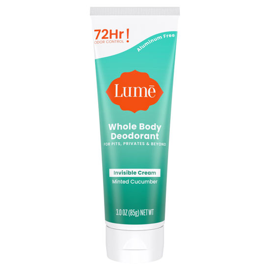 Picture of Lume Whole Body Deodorant - Invisible Cream Tube - 72 Hour Odor Control - Aluminum Free, Baking Soda Free, Skin Safe - 3.0 ounce (Minted Cucumber)