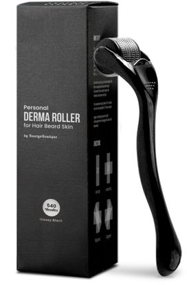 Picture of ROSELYNBOUTIQUE Beard Derma Roller for Hair Facial Skin Beard Glossy Black Cosmetic Beauty 540Microneedles