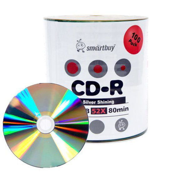 Picture of Smartbuy 100-disc 700mb/80min 52x CD-R Shiny Silver Top Blank Recordable Media Disc