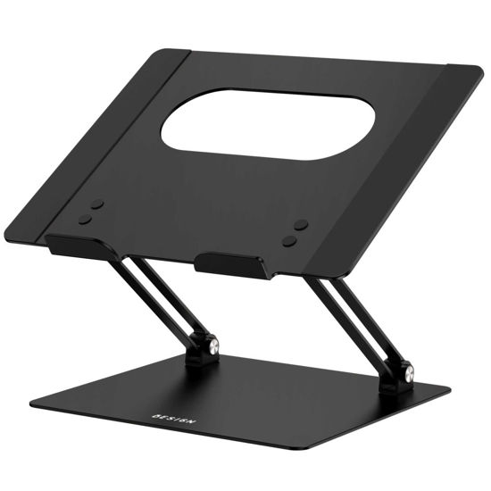 Picture of BESIGN LS10 Aluminum Laptop Stand, Ergonomic Adjustable Notebook Riser Holder Computer Stand Compatible with Air, Pro, Dell, HP, Lenovo More 10-14" Laptops, Black