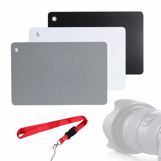 Picture of Grey Card White Balance Card 18% Exposure Photography Card Custom Color Calibration DSLR/SLR/Evil Camera Checker for Digital Photography Video (3.35" X 2.2")