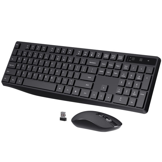 Picture of Wireless Keyboard and Mouse Combo, COLIKES 2.4G USB Cordless Keyboard Mouse Combo, 3 Level DPI Slim Ergonomic Mouse, Responsive Plug & Play for Computer Laptop PC - Full Size