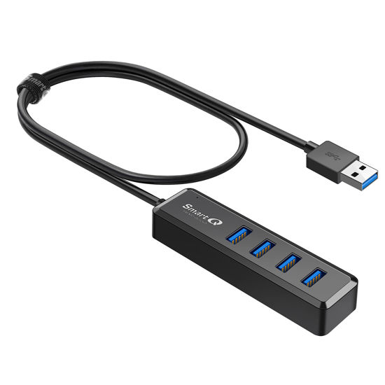 Picture of SmartQ H302S USB 3.0 Hub for Laptop with 2ft Long Cable, Multi Port Expander, Fast Data Transfer USB Splitter Compatible with Windows PC, Mac, Printer, Mobile HDD