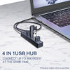 Picture of SmartQ H302S USB 3.0 Hub for Laptop with 2ft Long Cable, Multi Port Expander, Fast Data Transfer USB Splitter Compatible with Windows PC, Mac, Printer, Mobile HDD