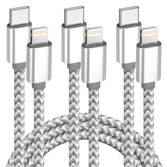 Picture of USB C to Lightning Cable 3Pack 6 FT Apple MFi Certified iPhone Fast Charger Type c to Lightning Cable Nylon Braided iPhone Cord for iPhone 13 12 11 Pro Max Xr Xs 8 7 6 Plus and More