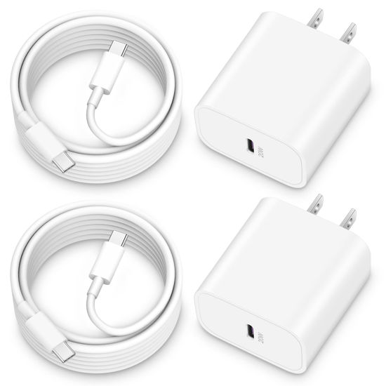 Picture of 20W Apple Fast Charger for 2022/2021/2020/2018 iPad Pro 12.9/11, iPad 10th Generation, iPad Air 5th/4th, iPad Mini 6, 2Pack USB C Wall Charger Block Type C Fast Charging Plug with 6FT USB C to C Cable