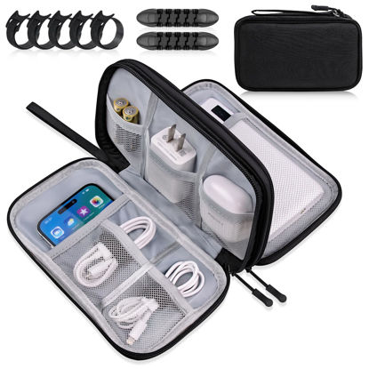 Picture of CNPOP Electronics Organizer Travel Case, Cable Tech Organizer Bag,Medium Size Water Resistant Double Layers Pouch Carry Case for Cord,Phone,Charger,Earphone,Travel Accessories Essentials for Men,Black