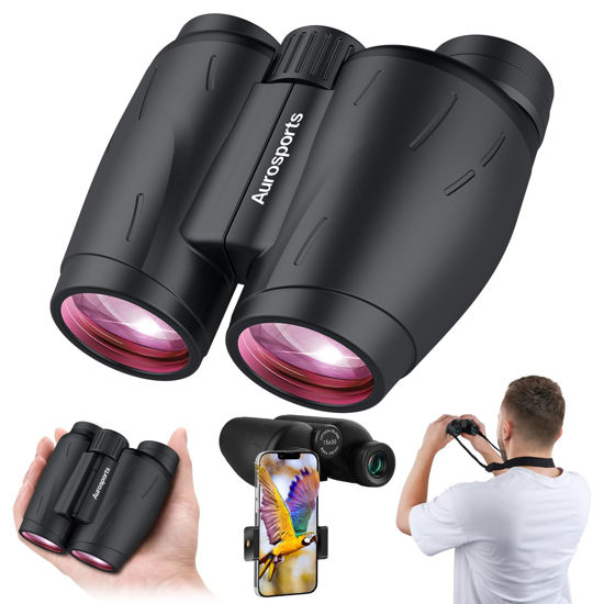 Picture of 15x30 Compact Binoculars for Adults and Kids with Upgraded Phone Adapter, Super Bright High Power Binoculars with Clear Low Light Vision, Lightweight Binoculars for Bird Watching Travel Sightseeing