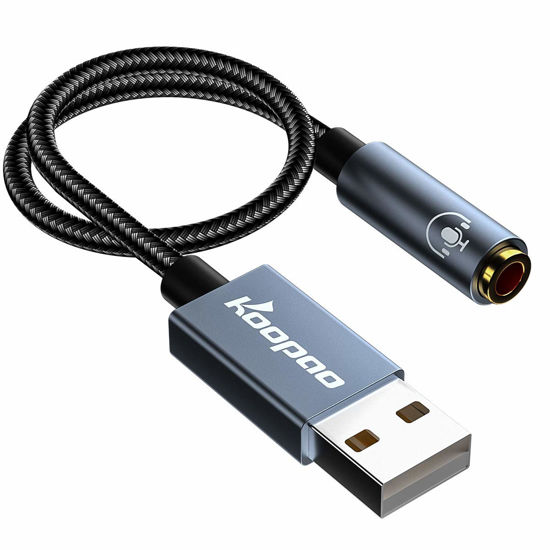 GetUSCart USB to 3.5mm Jack Audio Adapter KOOPAO 2in1 External