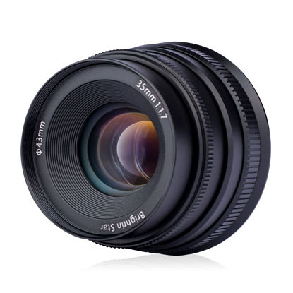 Picture of Brightin Star 35mm F1.7 Large Aperture APS-C Manual Focus Prime Fixed Mirrorless Camera Lens, Fit for Sony ZV-E10, A7IV, A6400, A7II, A7SIII, A7III, A7C, A6600, A6100, A7RIV, A6000, A7RIII (Black)