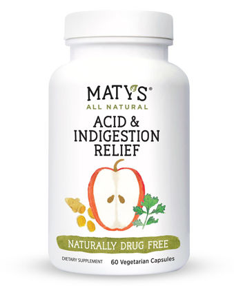 Picture of Maty’s Acid & Indigestion Relief Capsules - Safe & Effective, All Natural Heartburn Antacid Alternative Made with Apple Cider Vinegar, Ginger & Turmeric - 60 Count (30 Servings)