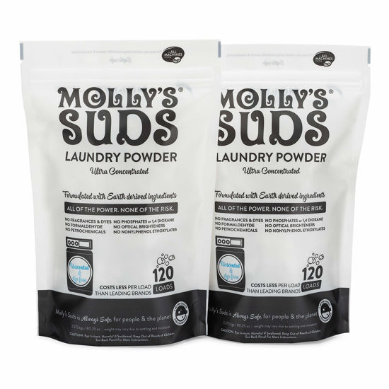 Picture of Molly's Suds Original Laundry Detergent Powder | Natural Laundry Detergent Powder for Sensitive Skin | Earth-Derived Ingredients, Stain Fighting | 240 Loads (Unscented)