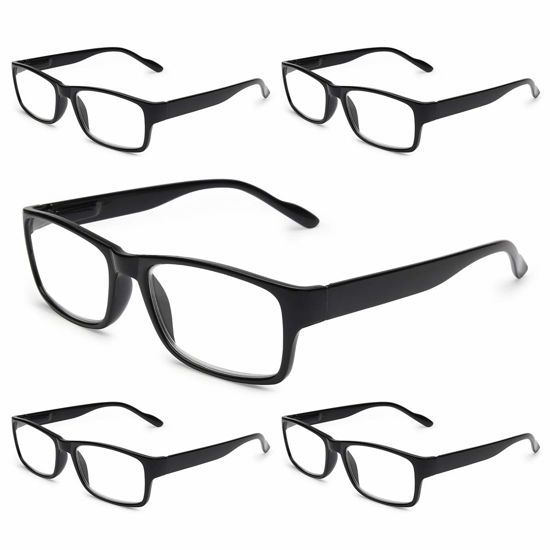 Picture of Gaoye 5-Pack Reading Glasses Blue Light Blocking,Spring Hinge Readers for Women Men Anti Glare Filter Lightweight Eyeglasses (5-Pack Light Black, 1.5)