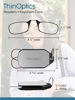 Picture of ThinOptics Keychain Readers Rectangular Reading Glasses, Black Case/Blue Frames, 44 mm + 1