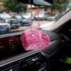 Picture of YGMONER Pair of Retro Square Mirror Hanging Couple Fuzzy Plush Dice with Dots for Car Decoration (Pink)