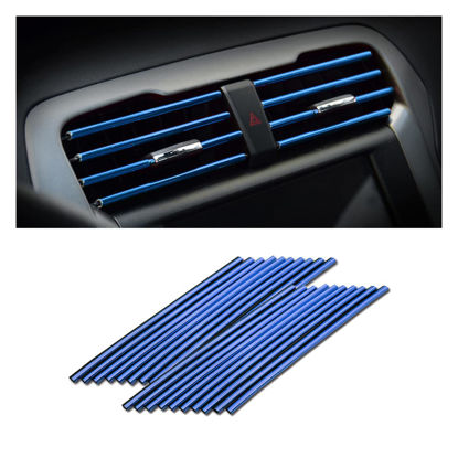 Picture of Car Air Conditioner Decoration Strip for Vent Outlet, 20 Pieces Universal Waterproof Bendable Air Vent Outlet Trim Decoration, Suitable for Most Air Vent Outlet, Car Interior Accessories (Blue)