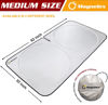 Picture of Magnelex Car Windshield Sun Shade with Storage Pouch. Reflective 240T Material Car Sun Visor with Mirror Cut-Out for Car, Truck, Van or SUV. Foldable Sun Shield for Sun Heat and UV Protection (Medium)