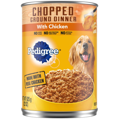 Picture of PEDIGREE CHOPPED GROUND DINNER Adult Canned Soft Wet Dog Food with Chicken, 22 oz. Cans (Pack of 12)