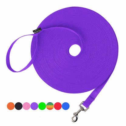 Picture of Hi Kiss Dog/Puppy Obedience Recall Training Agility Lead - 15ft 20ft 30ft 50ft 100ft Training Leash - Great for Training, Play, Camping, or Backyard Purple 50 Feet