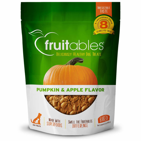 Picture of Fruitables Baked Dog Treats - Pumpkin Treats for Dogs - Healthy Low Calorie Treats - Free of Wheat, Corn and Soy - Pumpkin and Apple Dog Treats - 12 Ounces