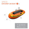 Picture of INTEX 58330EP Explorer 200 Inflatable Boat: 2-Person - Dual Air Chambers - Welded Oar Locks - Grab Rope - 210lb Weight Capacity