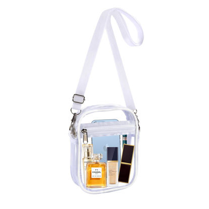 Picture of Fibrdoo Clear Crossbody Purse Bag, Clear Bag Stadium Approved with Front Pocket for Concerts Sports Festivals (White-S)