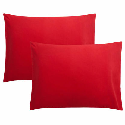 Picture of FLXXIE 2 Pack Microfiber Standard Pillow Cases, 1800 Super Soft Pillowcases with Envelope Closure, Wrinkle, Fade and Stain Resistant Pillow Covers, 20x26, Red