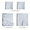 Picture of Striped Bed Sheets - Pin Striped Sheets - Blue and White Sheets - White and Blue Striped Sheets - Queen Striped Sheets - Hotel Luxury Bed Sheets - Deep Pockets - Breathable & Cooling Sheets