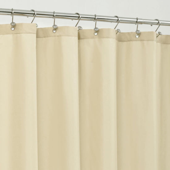 Picture of ALYVIA SPRING Cream Fabric Shower Curtain Liner Waterproof - Soft & Light-Weight Cloth Shower Liner with 3 Magnets, Hotel Quality & Machine Washable - Standard Size 72x72, Cream