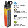 Picture of ICEWATER-24 oz, 2 Lids(Soft Auto Straw Lid + Wide Mouth Lid),Insulated Water Bottle With Straw,Stainless Steel,BPA-Free,Powder Coated,Lockable Lid,Pop-up Top,One-handed Operation (24 oz, Fire)