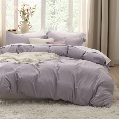 Picture of Bedsure Duvet Cover King Size - Soft Prewashed King Duvet Cover Set, 3 Pieces, 1 Duvet Cover 104x90 Inches with Zipper Closure and 2 Pillow Shams, Dusty Purple, Comforter Not Included