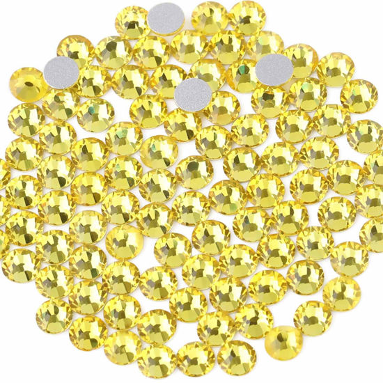 Picture of beadsland Flat Back Crystal Rhinestones Round Gems, Lemon Yellow (4.6-4.8mm) SS20/1440pcs