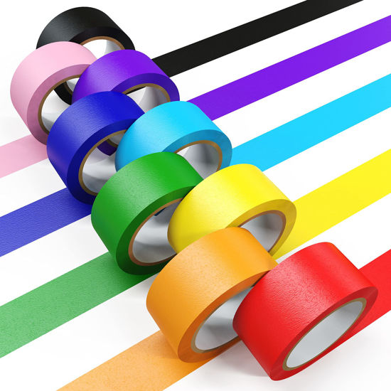 8PCS Colored Masking Tape, Painters Tape, Rainbow Colors Rolls