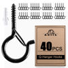 Picture of ADIIL 40 PCS Q Hanger Hooks with Safety Buckle, Windproof Screw Hooks for Hanging Outdoor String Lights, Ceiling Hooks for Hanging Plants, Christmas Lights & Patio Lights, 2.2 Inches, Black