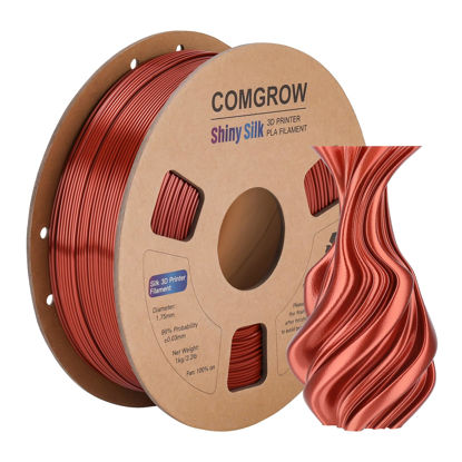 Picture of Silk PLA 3D Printer Filament, Silk Shiny Copper PLA Filament 1.75mm, Comgrow 3D Printing Filament, 1KG 2.2LBS Spool, Dimensional Accuracy +/- 0.03 mm, Widely Compatible for FDM 3D Printer and 3D Pen