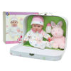 Picture of JC Toys - La Baby Travel Case Gift Set| Caucasian 11-inch Small Soft Body Baby Doll | Washable | Cute Outfit, Bottle, Pacifier & Plush Bunny | for Children 12 Months +, Pink