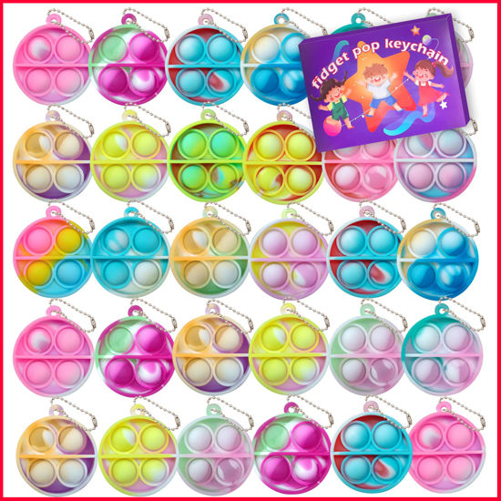 Picture of ONKULL® Pop Keychain Fidget Toys , 30 Pcs Pop Keychain Fidget Toys It for Kids Party Favors Mini Fidgets Packs Sensory Stress Relief Popper Toys Party Gift for Boys Girls Adults