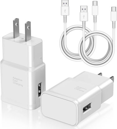 Picture of Type C Charger Fast Charging, 2 Pack USB C Android Phone Wall Charger Block & 6ft Charge Cable Cord, for Samsung Galaxy S8 / S9 / S10 Plus Active S10e, S20 / S21 Ultra Plus, Note 8 9 10, Pixel 3 etc