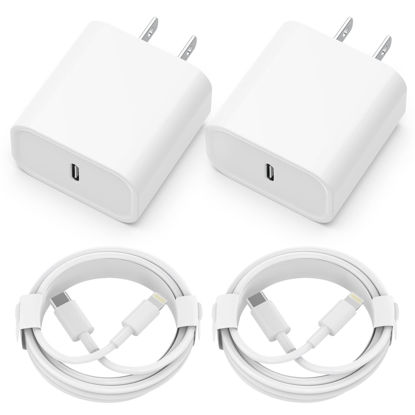 Picture of iPhone Charger [Apple MFi Certified] 2 Pack 20W PD USB C Wall Fast Charger Adapter with 2 Pack 6FT Type C to Lightning Cable Compatible with iPhone 14 13 12 11 Pro Max XR XS X,iPad