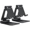 Picture of Nulaxy 2 Pack Dual Folding Cell Phone Stand, Fully Adjustable Foldable Desktop Phone Holder Cradle Dock Compatible with Phone 14 13 12 Pro Xs Xs Max Xr X 8, All Phones, Black