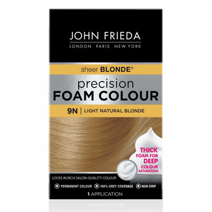 Picture of John Frieda Precision Full-Coverage Hair Color Kit with Thick Foam for Deep Color Saturation, Light Natural Blonde 9N, 4 Piece