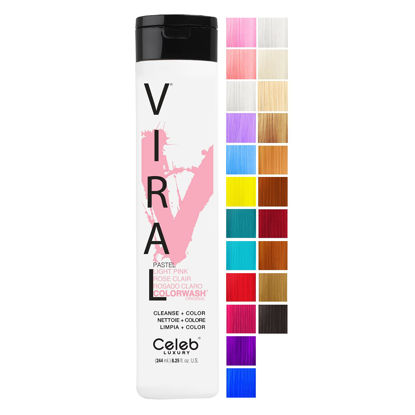 Picture of Celeb Luxury Viral Colorwash, Professional Semi-Permanent Hair Color Depositing Shampoo, Pastel Light Pink, 8.25 Fl Oz (Pack of 1)