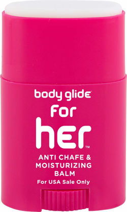 Picture of Body Glide For Her Anti Chafe Balm: anti chafing stick with added emollients. Prevent rubbing leading to chafing, raw skin, and irritation. Use for arm, chest, bra, butt, groin, & thigh chafing: 0.8oz