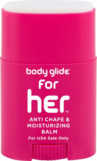 Picture of Body Glide For Her Anti Chafe Balm: anti chafing stick with added emollients. Prevent rubbing leading to chafing, raw skin, and irritation. Use for arm, chest, bra, butt, groin, & thigh chafing: 0.8oz