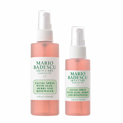 Picture of Mario Badescu Facial Spray with Aloe, Herbs and Rose Water for All Skin Types, Face Mist that Hydrates, Rejuvenates & Clarifies, 4 FL OZ & 2 FL OZ Combo