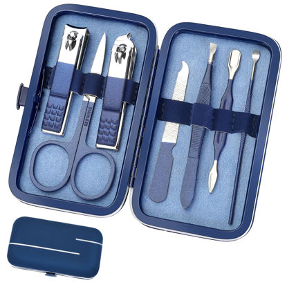 Picture of Travel Manicure Set, Mens Grooming kit Women Nail Manicure Kit 8 in 1, Aceoce Manicure Pedicure Kit Manicure Set Professional Gift for Family Friends Elder Patient Nail Care