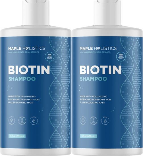 Picture of Volumizing Biotin Shampoo for Thinning Hair - Thin Hair Shampoo with Rosemary Keratin and Essential Oils for Hair Care - Vegan Sulfate Free Shampoo for Damaged Dry Hair Paraben and Cruelty Free 2 Pack