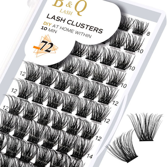 Picture of Lash Clusters B14 D Curl 8-16MIX DIY Eyelash Extensions 72 Clusters Lashes B&Q LASH Volume Individual Lashes Eyelash Clusters Extensions Individual Lashes Cluster DIY at Home (B14,D-8-16MIX)